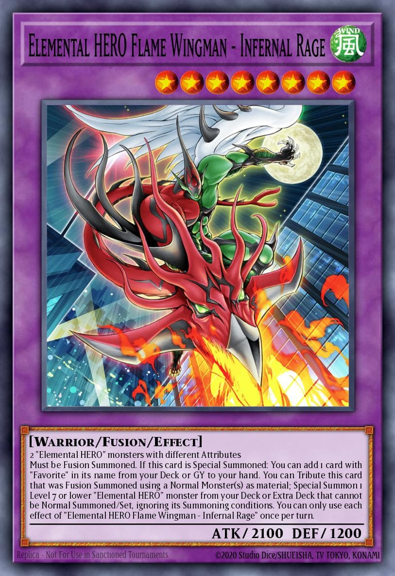 Carte Yu-Gi-Oh! Elemental HERO Flame Wingman - Infernal Rage #012 — Battles of Legend: Monstrous Revenge